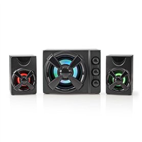 NEDIS Haut Parleur de Jeux | Canaux de Haut-Parleur: 2.1 | Alimenté par Port USB | 3.5 mm Mâle | 33 W | LED | Contrôle du Vol