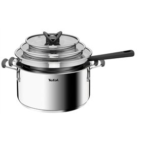 Tefal G7376S Opti'Space Set de 6 casseroles avec couvercle 16 cm + couvercle + casseroles 20/24 cm + couvercle | acier inoxydabl