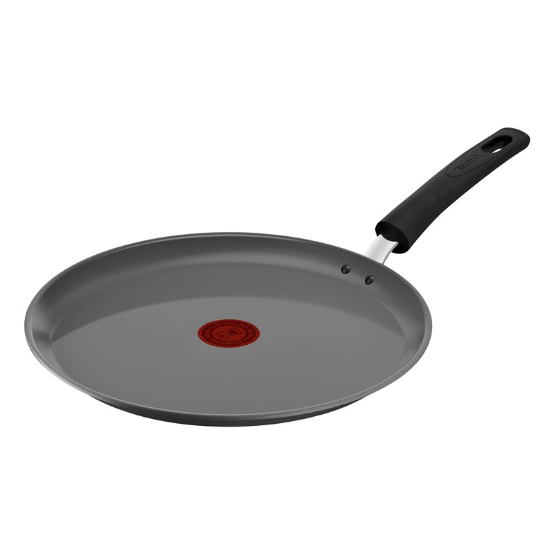 TEFAL Poêle à crêpe 28 cm, Crêpière induction, Revêtement céramique, Eco-conçue, Recyclée, Cuisson saine, Thermo-Signal, Fabriqu