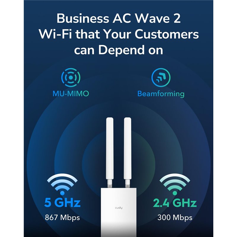 Image secondaire de Cudy Outdoor AC1200 Point D'accès Gigabit, Extension WiFi Extérieure, Étanche IP65, Beamforming, MU-MIMO, Prise en Charge du Mai