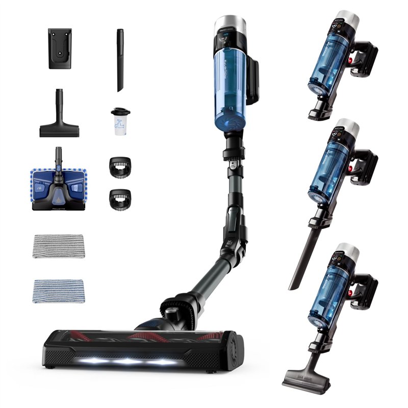 Rowenta X-Force Flex 9.60 Aqua Aspirateur balai Laveur sans fil, Aspire et Lave Simultanément, Puissant 100AW, Ultra Léger, Auto