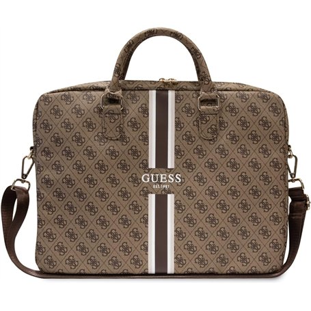 GUESS Mixte 4 g de Bandes imprimées Sac, Marron, Check Description