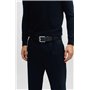 BOSS Hommes Jemio Sz40 Ceinture en cuir de buffle avec boucle logo et garniture argentée