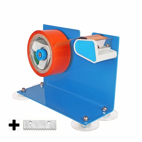 LDS Industry Distributeur de ruban adhésif de table, cadre en acier peint bleu, modèle TTD-05, ruban adhésif de 5,1 cm, manuel, 