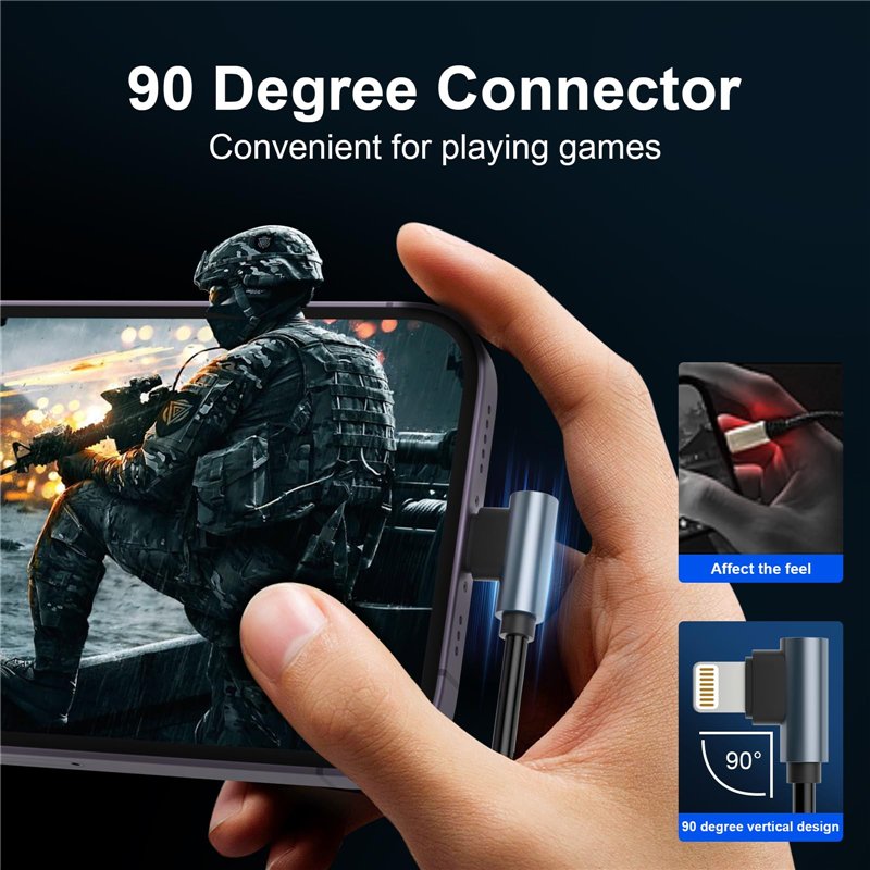 Image secondaire de Câble Lightning spirale pour Apple Carplay, Câble de Données iPhone à 90 Degrés pour iPhone/Pad/Pod, [certifié Apple MFi] Cable 