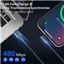 Câble Lightning spirale pour Apple Carplay, Câble de Données iPhone à 90 Degrés pour iPhone/Pad/Pod, [certifié Apple MFi] Cable 