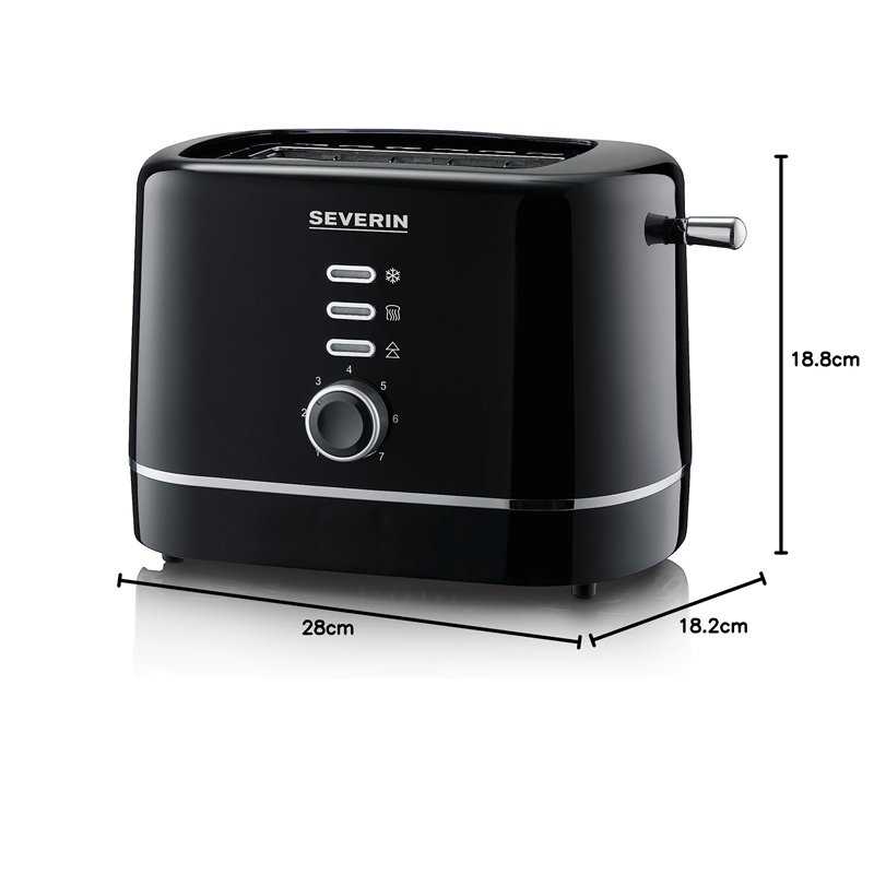 Image secondaire de SEVERIN Grille-pain automatique 850 W, Toaster compact 2 fentes jusqu'à 2 tranches, Grille-pain électrique avec réglage du degré