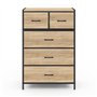 IDMarket - Chiffonnier 5 tiroirs en Tissu Utah 60 cm Commode semainier Design Industriel