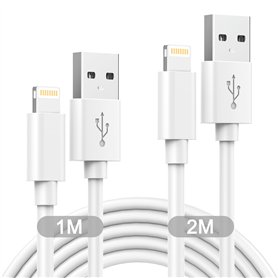 Cable iPhone 1M+2M Lot de 2[Certifié A-pple MFI], Câble Chargeur iPhone Câble Lightning Cable USB iPhone Cordon Fil Chargeur iPh