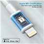 Cable iPhone 1M+2M Lot de 2[Certifié A-pple MFI], Câble Chargeur iPhone Câble Lightning Cable USB iPhone Cordon Fil Chargeur iPh
