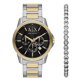 Armani Exchange Coffret montre chronographe, en acier inoxydable, et bracelet, pour homme, AX7148SET