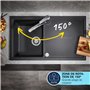GROHE QUICKFIX Start Robinet de cuisine, Mitigeur Monocommande Evier, Bec Haut, Rotation 150°, Noir Mat, 304702430