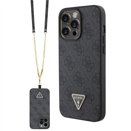 Guess GUHCP15XP4TDSCPK Coque pour iPhone15 Pro Max 6,7" Noir Hardcase Crossbody 4G Metal Logo