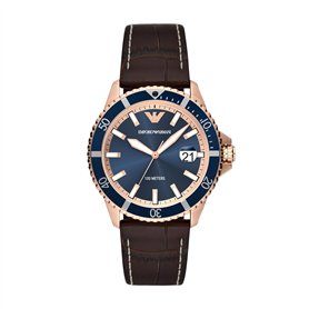 Emporio Armani Montre pour homme, mouvement quartz/date à 3 aiguilles, boîtier de 42 mm, bracelet en cuir pro-planet AR11556