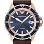 Emporio Armani Montre pour homme, mouvement quartz/date à 3 aiguilles, boîtier de 42 mm, bracelet en cuir pro-planet AR11556