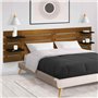 IDMarket - Tête de lit Suspendue 5 Larges Lattes Nina 240 cm Bois Vieilli et étagères Noires