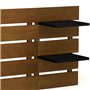 IDMarket - Tête de lit Suspendue 5 Larges Lattes Nina 240 cm Bois Vieilli et étagères Noires