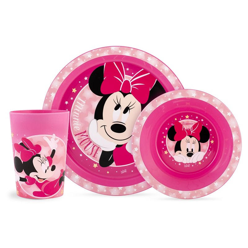 Lulabi DISNEY MINNIE MOUSE COSMO - Service de vaisselle pour les enfants - Mélamine incassable - 3 pièces