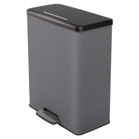 Curver Poubelle Duo à Pédale 26L+26L Gris Froid Conteneur à Déchets Cuisine