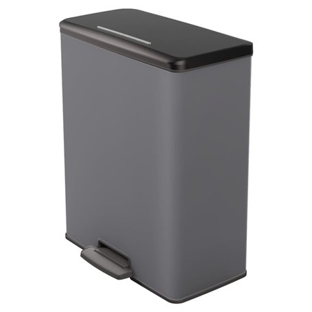 Curver Poubelle Duo à Pédale 26L+26L Gris Froid Conteneur à Déchets Cuisine