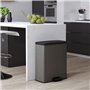 Curver Poubelle Duo à Pédale 26L+26L Gris Froid Conteneur à Déchets Cuisine