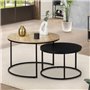 IDMarket - Lot de 2 Tables Basses gigognes Boston Rondes 54/70 Design Industriel