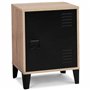 IDMarket - Table de Chevet Ester Effet Bois 1 Porte métal Noir Design Industriel