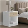 IDMarket - Lot de 2 Tables de Chevet Olga 1 tiroir avec Niche Bois Blanc et façon hêtre