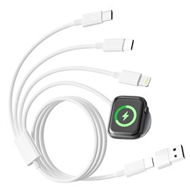 4 en 2 Câble pour Chargeur Apple Watch, Chargeur Watch USB C 1M Cable Apple Watch avec Lightning/USB C/iWatch/Micro pour Apple W