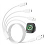 4 en 2 Câble pour Chargeur Apple Watch, Chargeur Watch USB C 1M Cable Apple Watch avec Lightning/USB C/iWatch/Micro pour Apple W