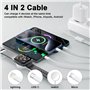 4 en 2 Câble pour Chargeur Apple Watch, Chargeur Watch USB C 1M Cable Apple Watch avec Lightning/USB C/iWatch/Micro pour Apple W