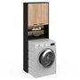 IDMarket - Meuble étagères de rangement dessus machine à laver et WC WALLIS noir et bois façon hêtre