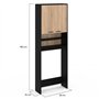 IDMarket - Meuble étagères de rangement dessus machine à laver et WC WALLIS noir et bois façon hêtre