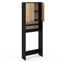 IDMarket - Meuble étagères de rangement dessus machine à laver et WC WALLIS noir et bois façon hêtre