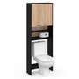 IDMarket - Meuble étagères de rangement dessus machine à laver et WC WALLIS noir et bois façon hêtre