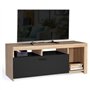 IDMarket - Meuble TV 110 cm Malo Bois et Placard Noir