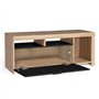 IDMarket - Meuble TV 110 cm Malo Bois et Placard Noir
