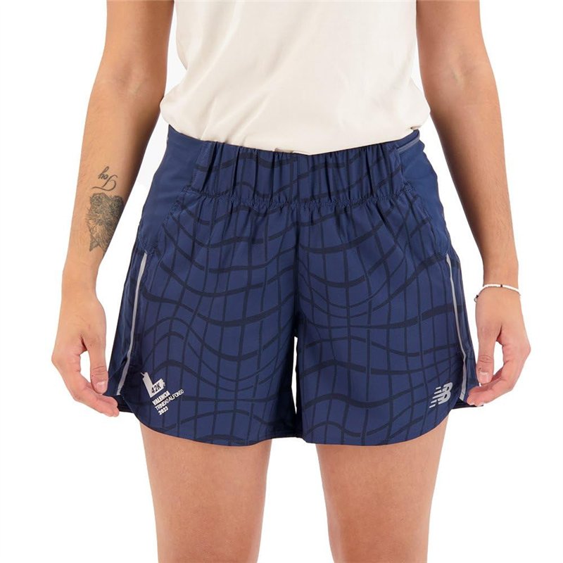 New Balance Short de Sport pour Femme Valencia Marathon Bleu