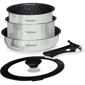 Set de 2 casseroles 16-20 CM et 1 Sauteuse 20 CM de 5 pièces en Inox