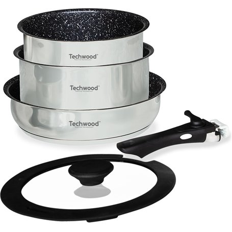 Set de 2 casseroles 16-20 CM et 1 Sauteuse 20 CM de 5 pièces en Inox