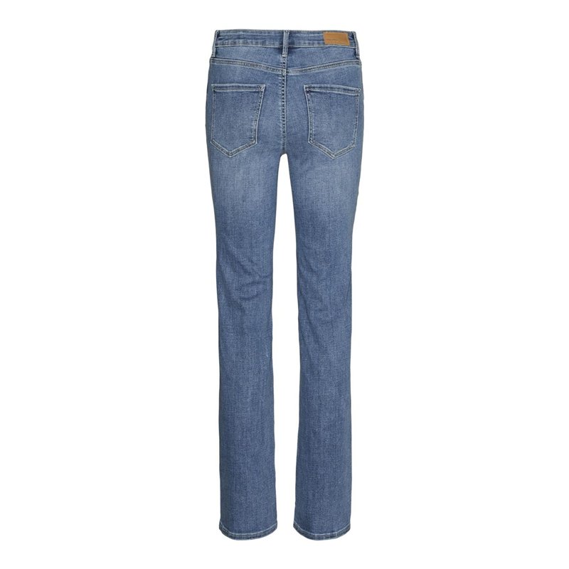 Image secondaire de VERO MODA Jean Coupe Droite VMFLASH Taille Moyenne Straight Fit Jeans Medium Blue Denim S 30 Medium Blue Denim S / L30