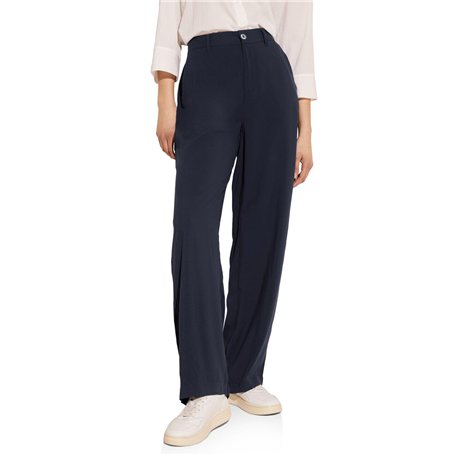 STREET ONE A377581 Pantalon Taille Haute, Bleu Foncé, 40W x 32L Femme