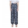 STREET ONE A377582 Pantalon Imprimé en Satin, Bleu Foncé, 36W x 30L Femme, Multicolore