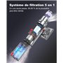 aujun J10 Aspirateur Balai sans Fil 580W 48kPa, 70 Mins Aspirateur Puissant avec Écran Tactile Intelligent, Brosse Anti-Emmêleme