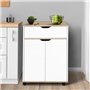 IDMarket - Desserte de cuisine COSY placard avec tiroir bois blanc et plateaux façon hêtre L.60 CM