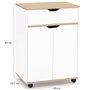 IDMarket - Desserte de cuisine COSY placard avec tiroir bois blanc et plateaux façon hêtre L.60 CM