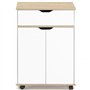 IDMarket - Desserte de cuisine COSY placard avec tiroir bois blanc et plateaux façon hêtre L.60 CM