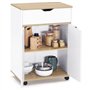 IDMarket - Desserte de cuisine COSY placard avec tiroir bois blanc et plateaux façon hêtre L.60 CM