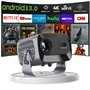 Mini Videoprojecteur Rotatif à 360° Native 720P, Prend en Charge 1080P Android 13.0 Projecteur Mural avec Haut-Parleur, Netflix,