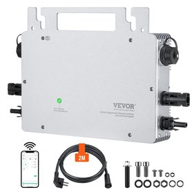 VEVOR Micro Onduleur Solaire Lié au Réseau 800 W Micro-onduleur Solaire Étanche IP65 Alliage d'Aluminium Tension CC 18-50 V avec